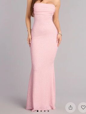 NWT Windsor Baby Pink Strapless Coquette Sparkle Mermaid Long Formal Dress